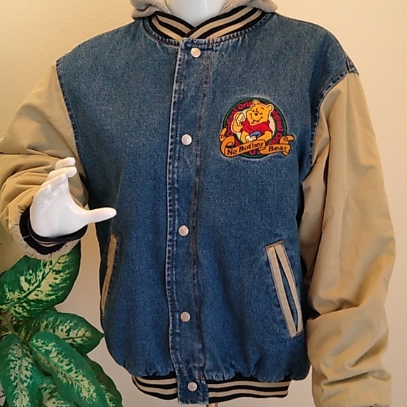 Varsity Bomber Hoodie Jean Jacket 